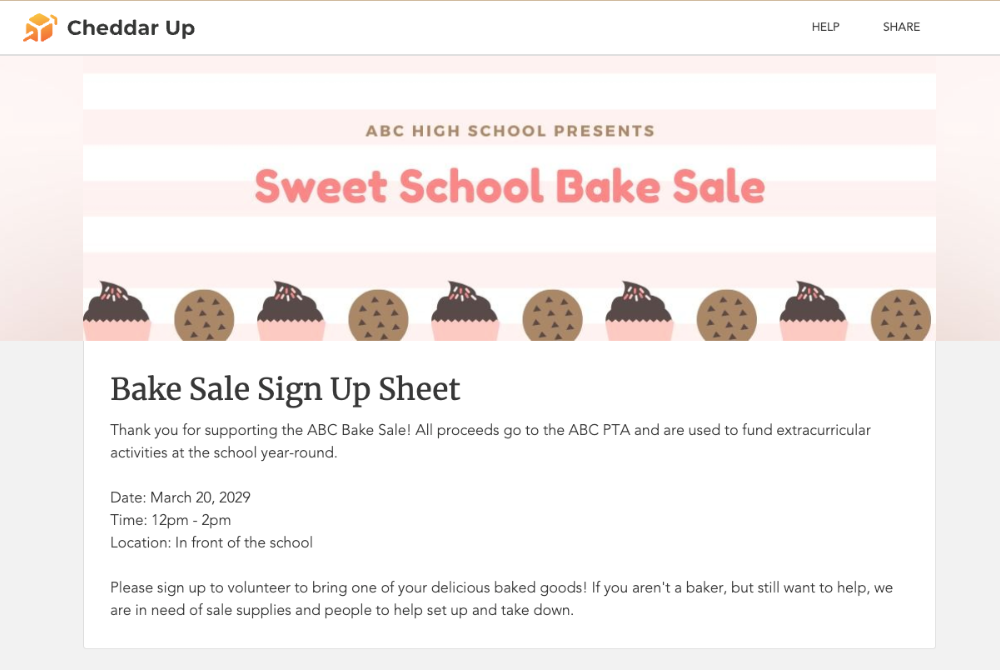 Easy Sign-Up Sheet for Bake Sale [+ Example]
